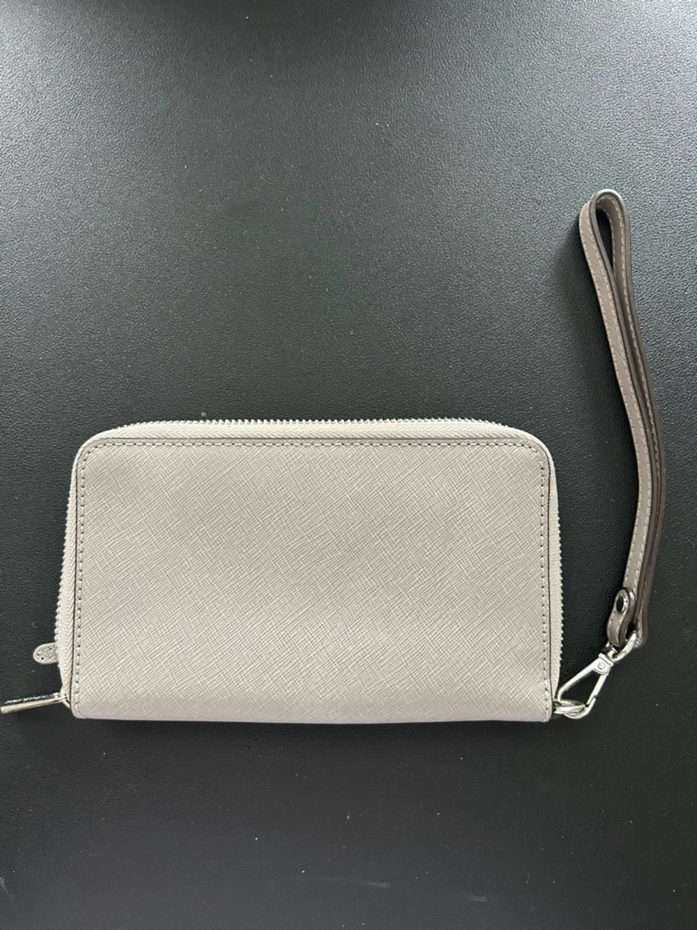 Michael Kors Gray Leather Wristlet Zip Around Wallet